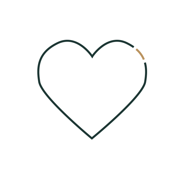 Line drawn icon of heart - illustrating commitment